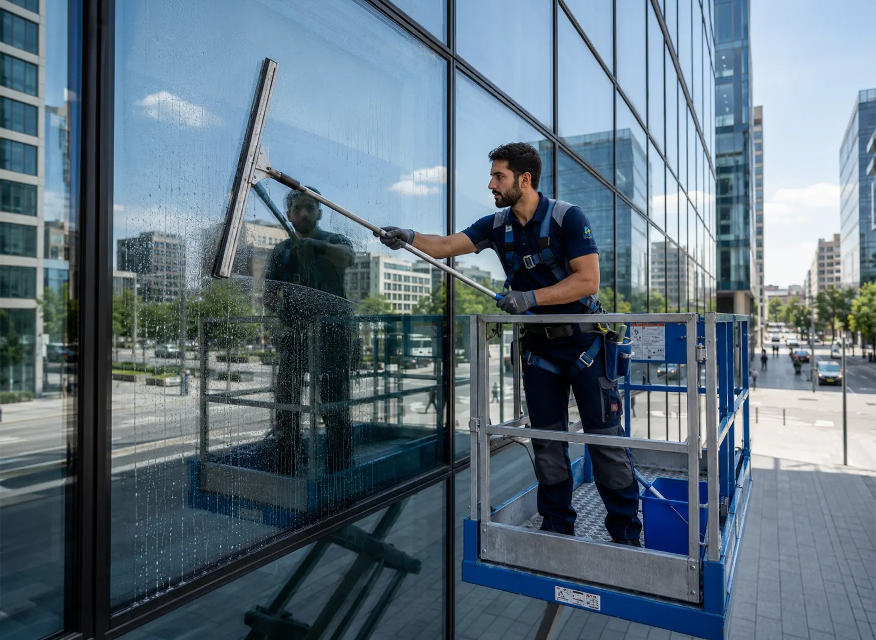 Glass facades cleaning for buildings and towers
