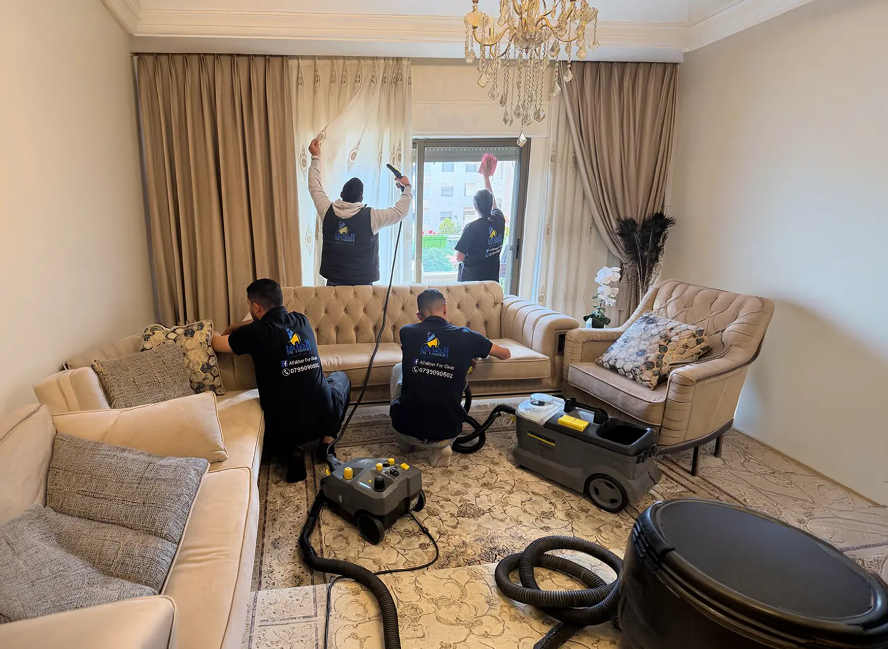 Sofa steam cleaning with Kärcher machines